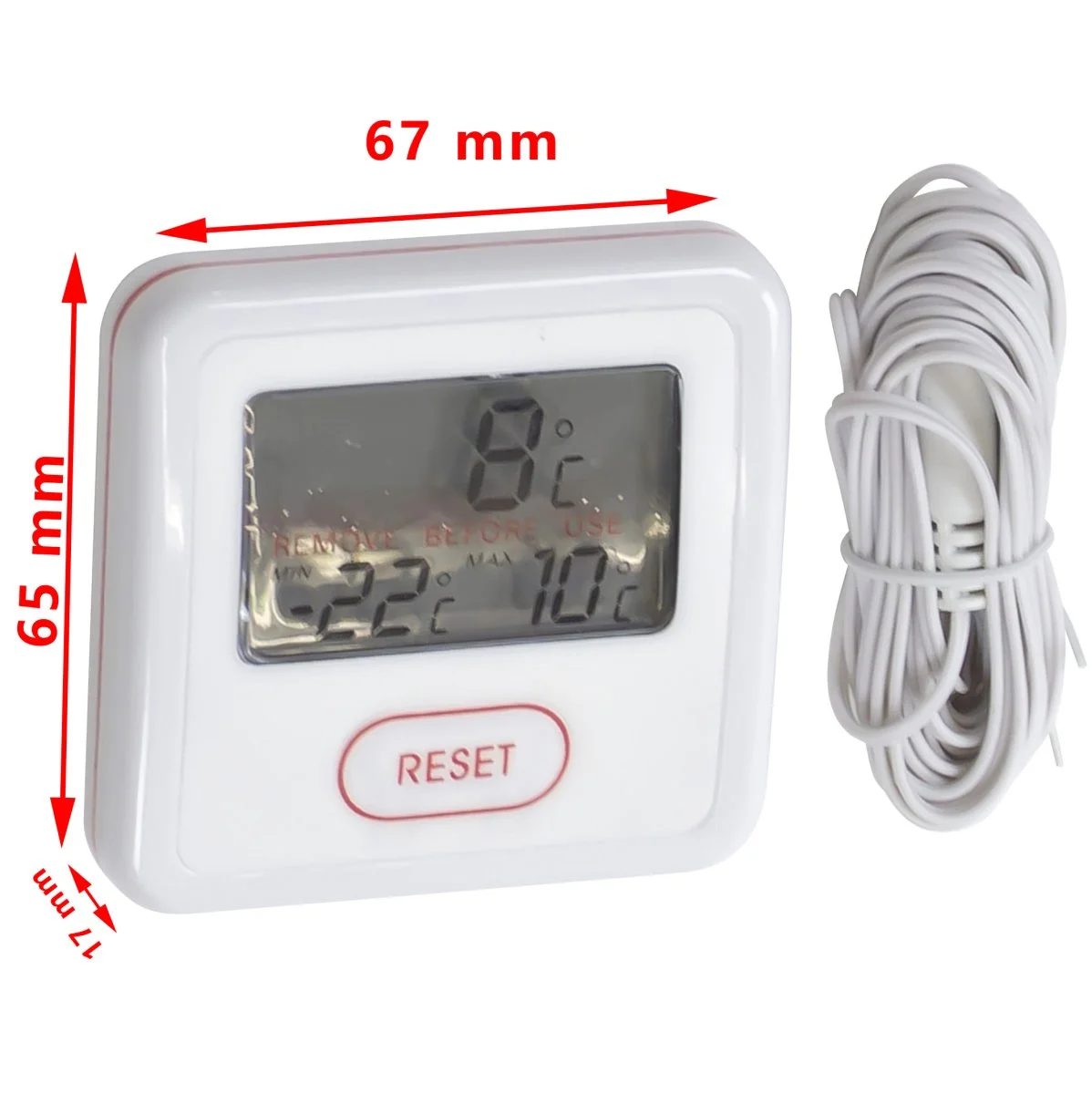 Thermomètre numerique certifié pour le stockage des produits médicaux pour les DS300HFS, DS301H, DS301HFS, DS600HFS, DS601H, DS601HFS, MR60, RA122H, RA212H, WA3100, WA3210 Dometic - Accessoires Outdoor pour Plus de Liberté de Mouvement Thermomètre industriel droit Distrilabo - graduation