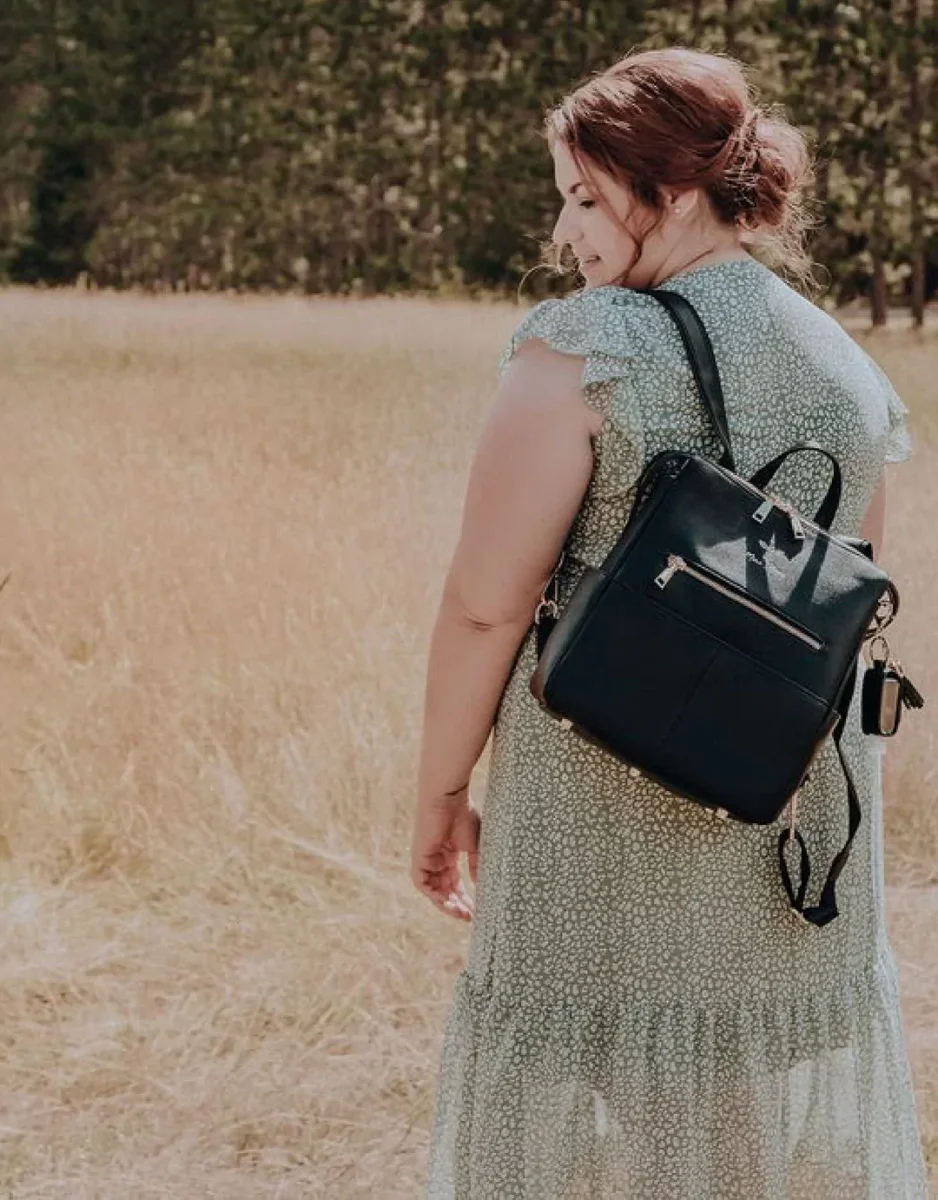 Sac de parentalité Mini Cindy en cuir végane - LM014 Noir - Maison Paréa - Boutique Maman & Bébé – Produits Essentiels au Quotidien