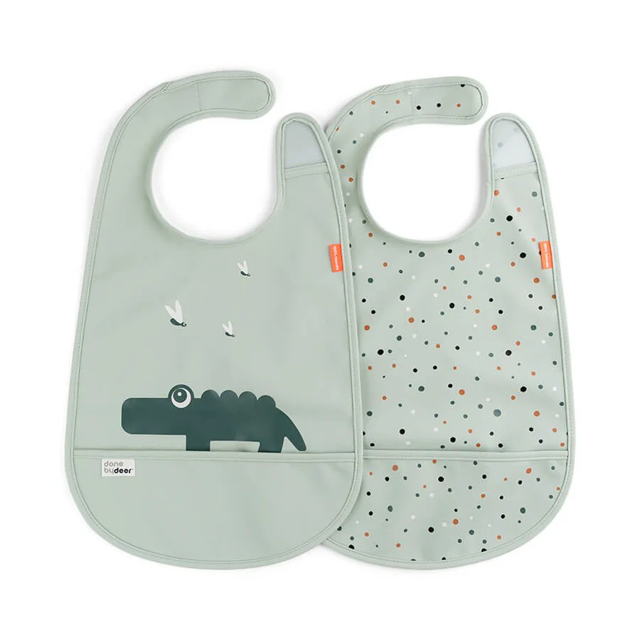 Done by Deer Bavoir Croco Vert 2pcs - اليوم E-shop mondial – Produits durables, modernes et accessibles partout