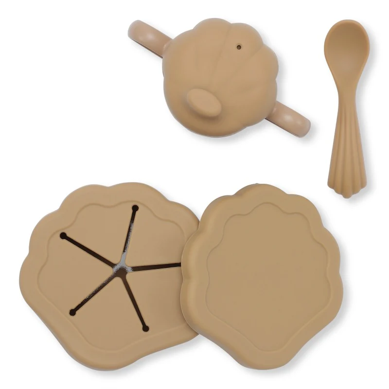 Konges Slojd - Ensemble Dîner Coquillage en Émotions Silicone - Terracotta||Konges Slojd - Silicone Clam Set - Terracotta - Boutique Bébé en Ligne : Soins, Jouets et Articles Maison