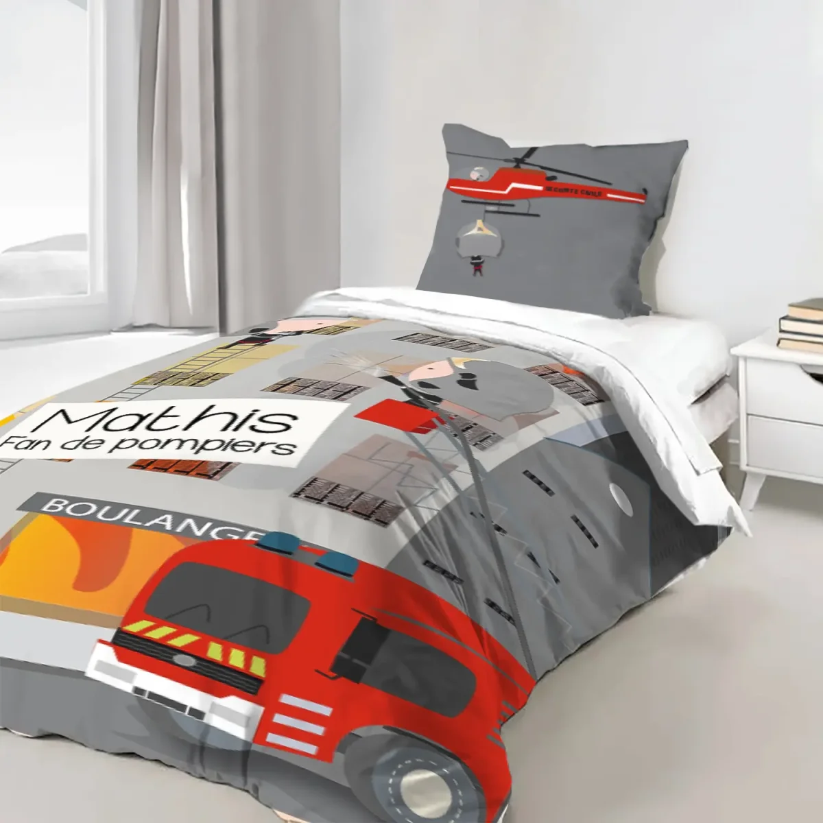 Housse de couette pompiers personnalisable Pièces et inédite - Boutique Bébé en Ligne : Soins, Jouets et Articles Maison