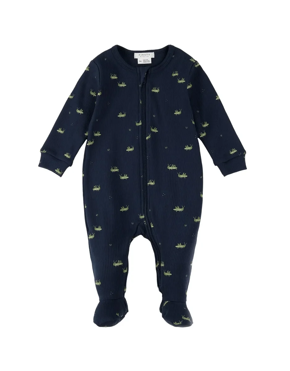 Dormeuse Coton Côtelé Biologique Bleu Marin Sauterelles Petit Lem Boutique Maman Bébé Produits Essentiels Quotidien