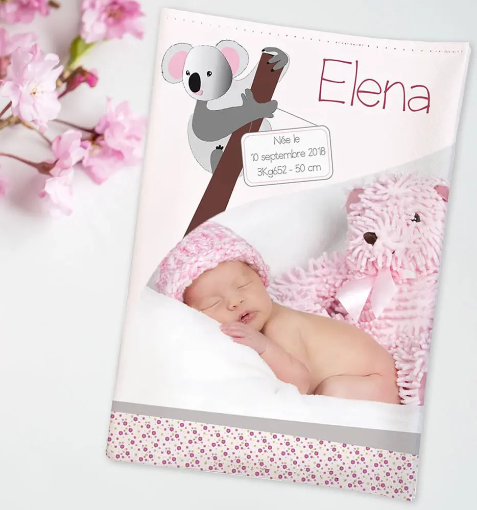 Protège carnet de santé personnalisé photo – Thème Koala rose - Boutique Bébé en Ligne : Soins, Jouets et Articles Maison - {'count': 1, 'name': 'Nathan'}