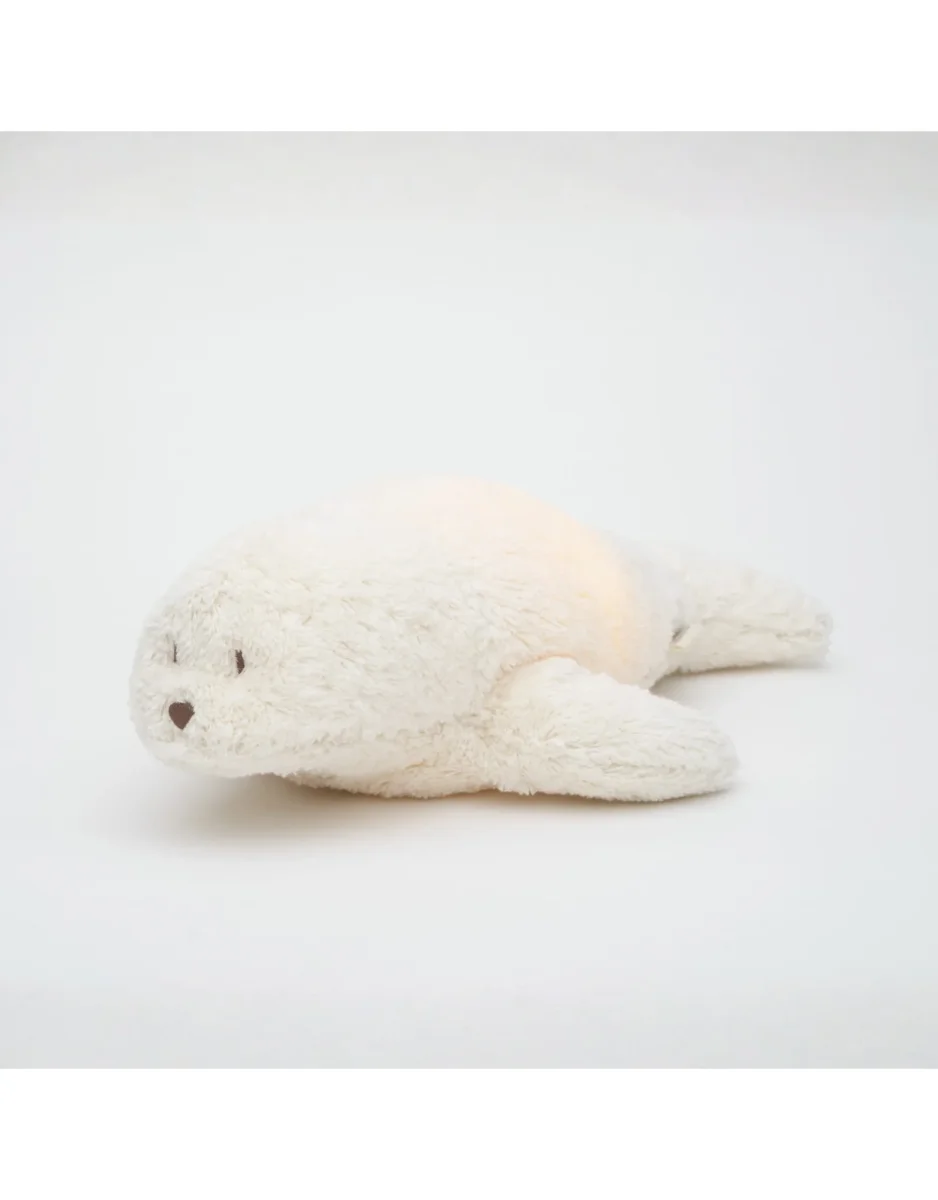 Peluche Sonore Coton Biologique Veilleuse Phoque polaire Moonie Boutique Maman Bébé Produits Essentiels Quotidien