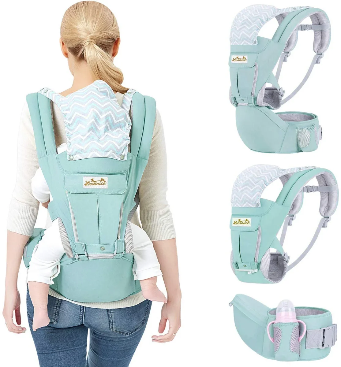 Porte bébé Ergonomique - Cyan - Boutique Bébé en Ligne peluche : Soins, Jouets et Articles Maison