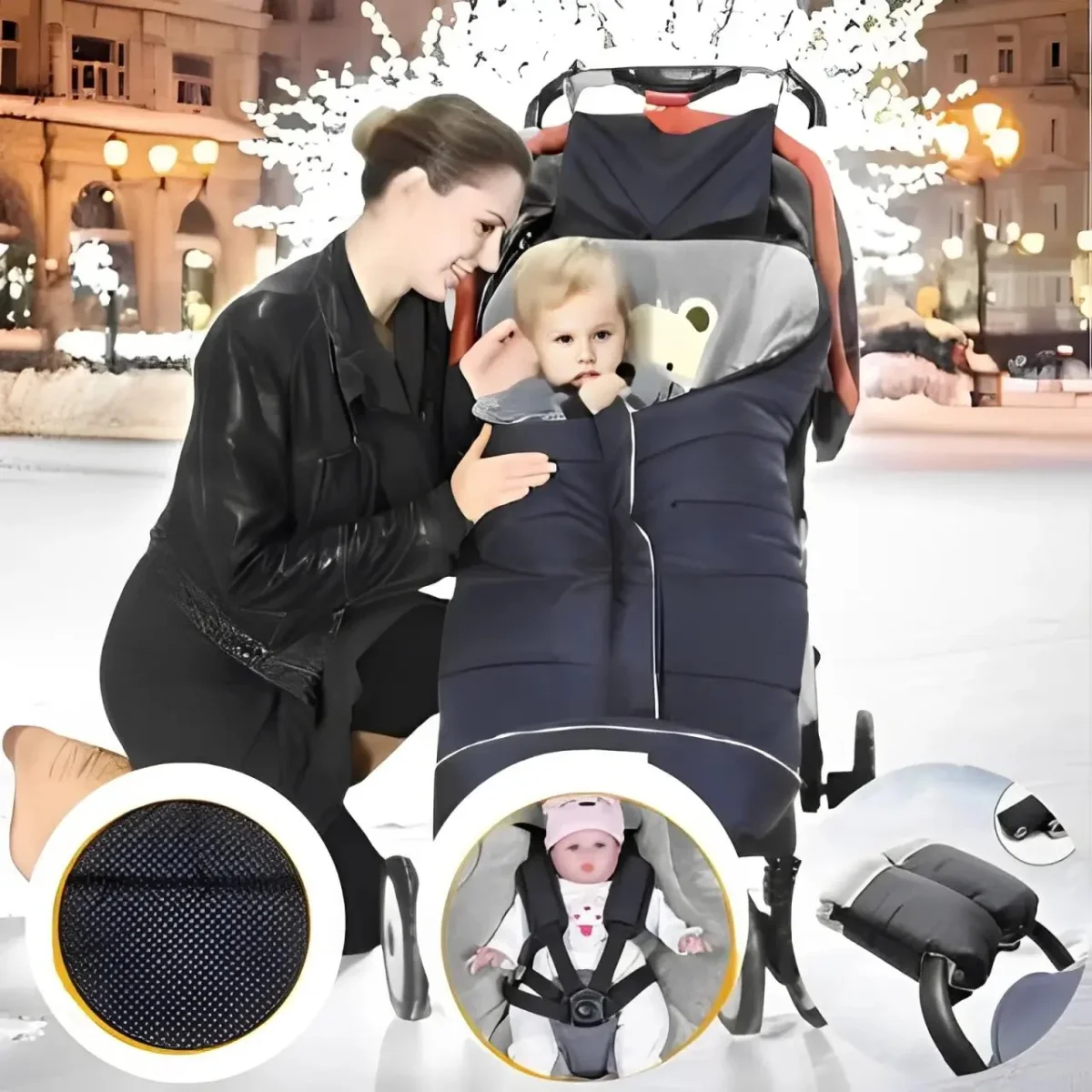 CHANCELIÈRE POUR POUSSETTE | POLAIRE™ - Boutique Bébé en Ligne raye : Soins, Jouets et Articles Maison