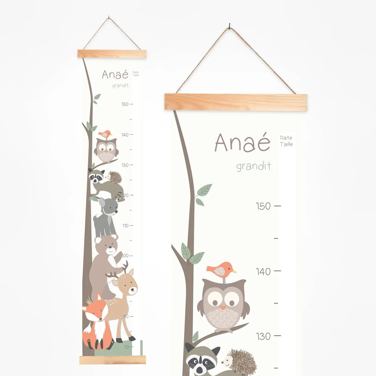 Toise bébé personnalisée sur le thème des animaux de la forêt - Boutique Bébé en Ligne : Soins, Jouets et Articles Maison - peluche thème animal forêt ligne soin jouet article