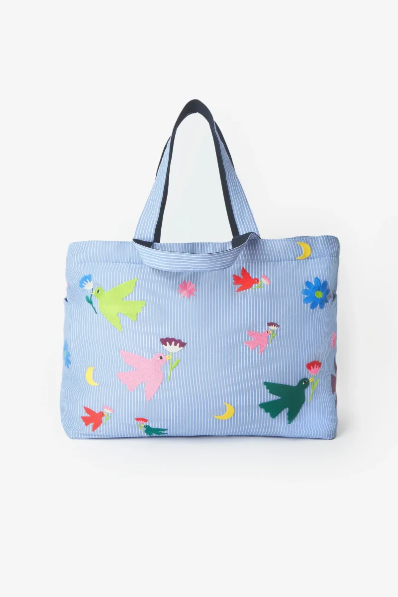 SAC À LANGER - COTON BRODÉ MULTICOLORE OISEAUX - Boutique Maman & Bébé – Produits Essentiels au Quotidien - Coussin