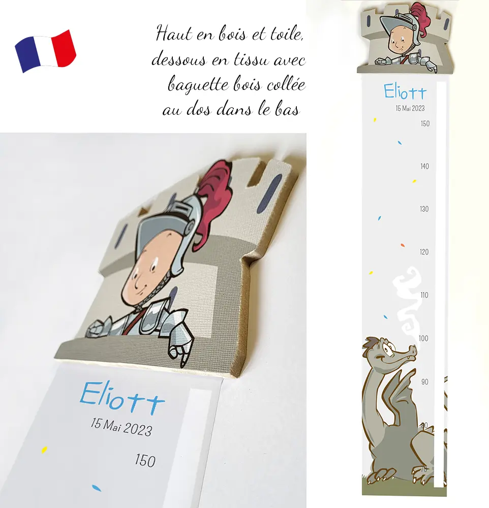 Toise enfant personnalisée chevalier et dragon – Bois et tissu - Boutique Bébé en Ligne : Soins, Jouets et Articles Maison - {'count': 1, 'name': 'Imagination'}
