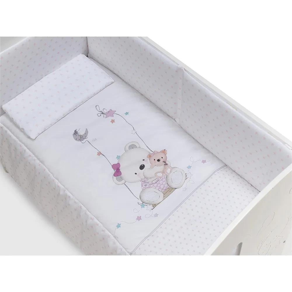 Interbaby Set pièces lit bébé cm mod.columpio rose Édition Limitée Art Table Française Promotion