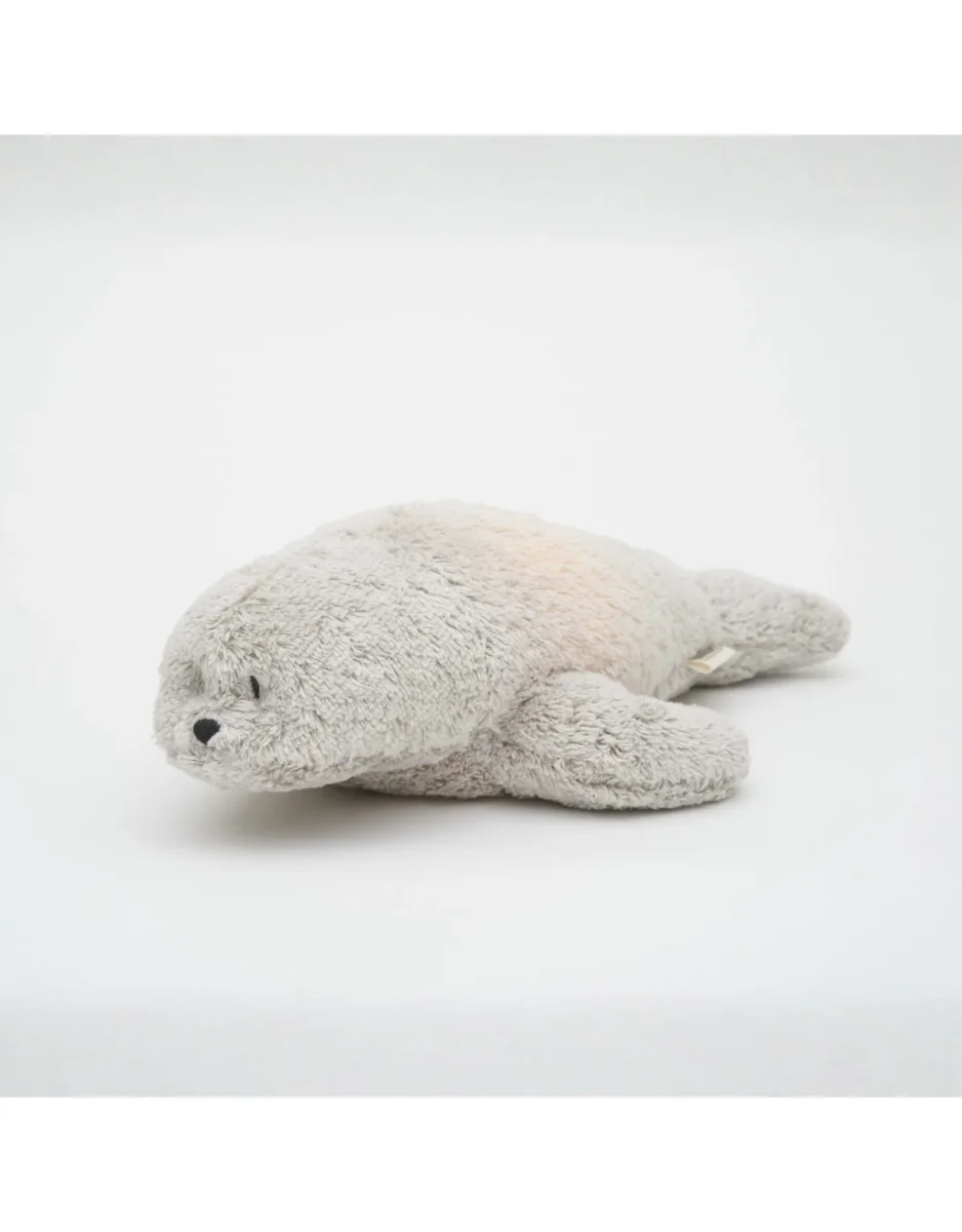 Peluche Sonore en Coton Biologique avec Veilleuse 2.0 - Phoque gris - Moonie - Boutique Maman & Bébé – Produits Bebeboutik Essentiels au Quotidien
