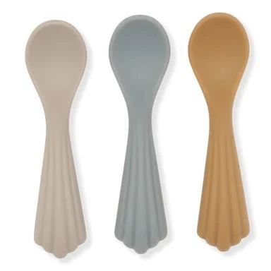 Konges Slojd - Ensemble de 3 Cuillères en Silicone - Warm Grey||Konges Slojd - 3 Pack fourchette Spoons Silicone - Warm Grey - Boutique Bébé en Ligne : Soins, Jouets et Articles Maison