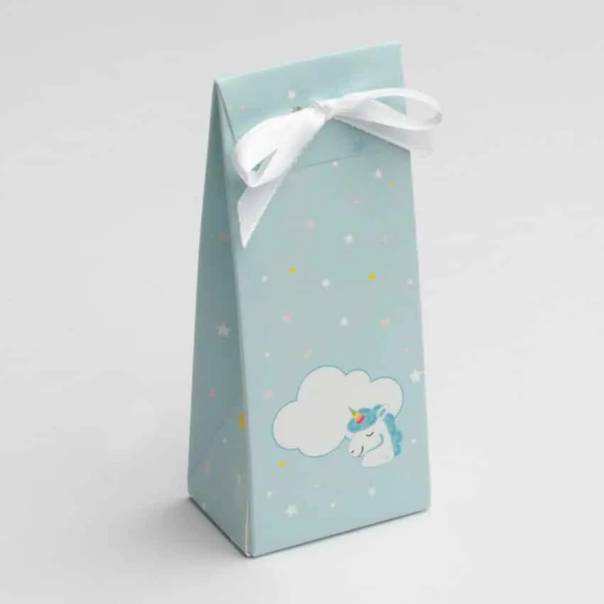 Contenant Petit à dragées Licorne Bleu ciel – Lilou -Lot de 10 - ​Boulangerie-Pâtisserie | Pain au Levain & Viennoiseries