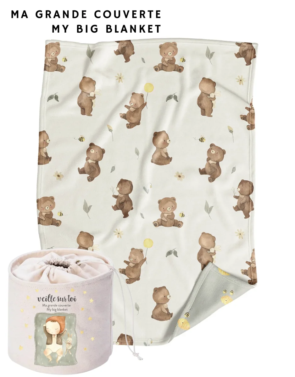 Ma grande couverte Essentiels - Petit ourson - Veille sur toi - Boutique Maman & Bébé – Produits Essentiels au Quotidien
