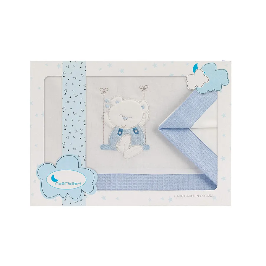 Interbaby Parure Lit 60X120( Drap 152X102+ Drap Dessous 120X60X12 + Coussin 60X30) Bleu - ​Boulangerie-Pâtisserie | Pain au Levain & Viennoiseries​ - Dakar