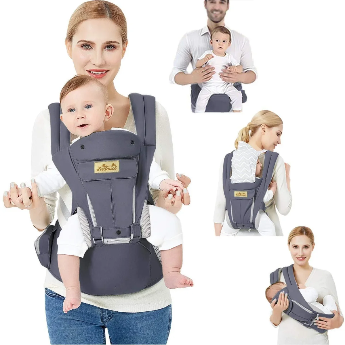 Porte bébé Ergonomique - Gris foncé - Boutique Bébé en Ligne : Soins, Jouets et Articles Maison - {'count': 1, 'name': 'Repas'}
