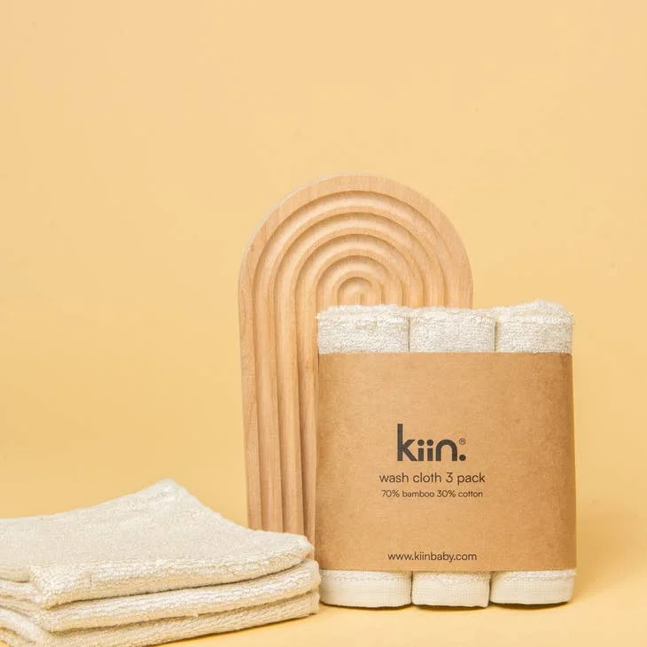 Kiin Baby - Lot de 3 Débarbouillettes - Ivory||Kiin Baby - Set of 3 Washcloths - Ivory - Boutique Bébé en Ligne : Soins, Jouets et Articles Maison Kiin Wash Cloths 3 Pack - Ivory | Baby Bunting AU