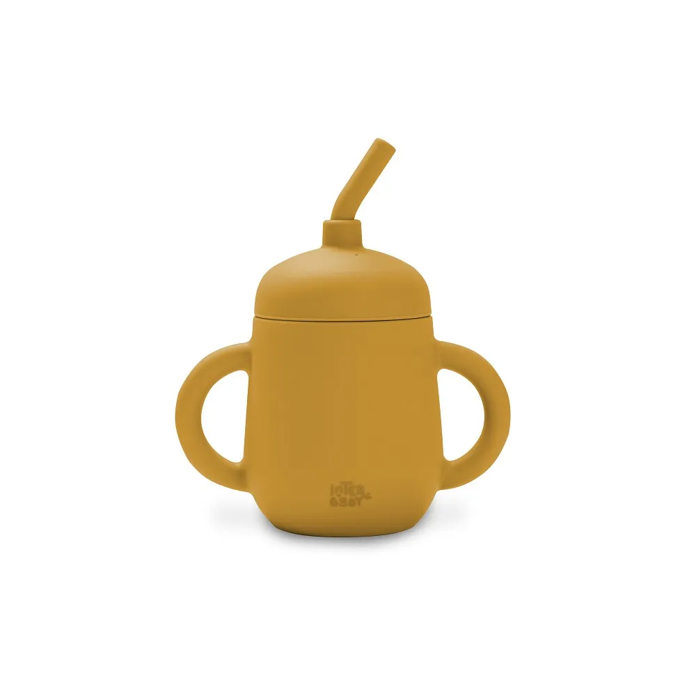 Interbaby Tasse anti-goutte paille silicone ocre ​Boulangerie Pâtisserie Pain Levain Viennoiseries