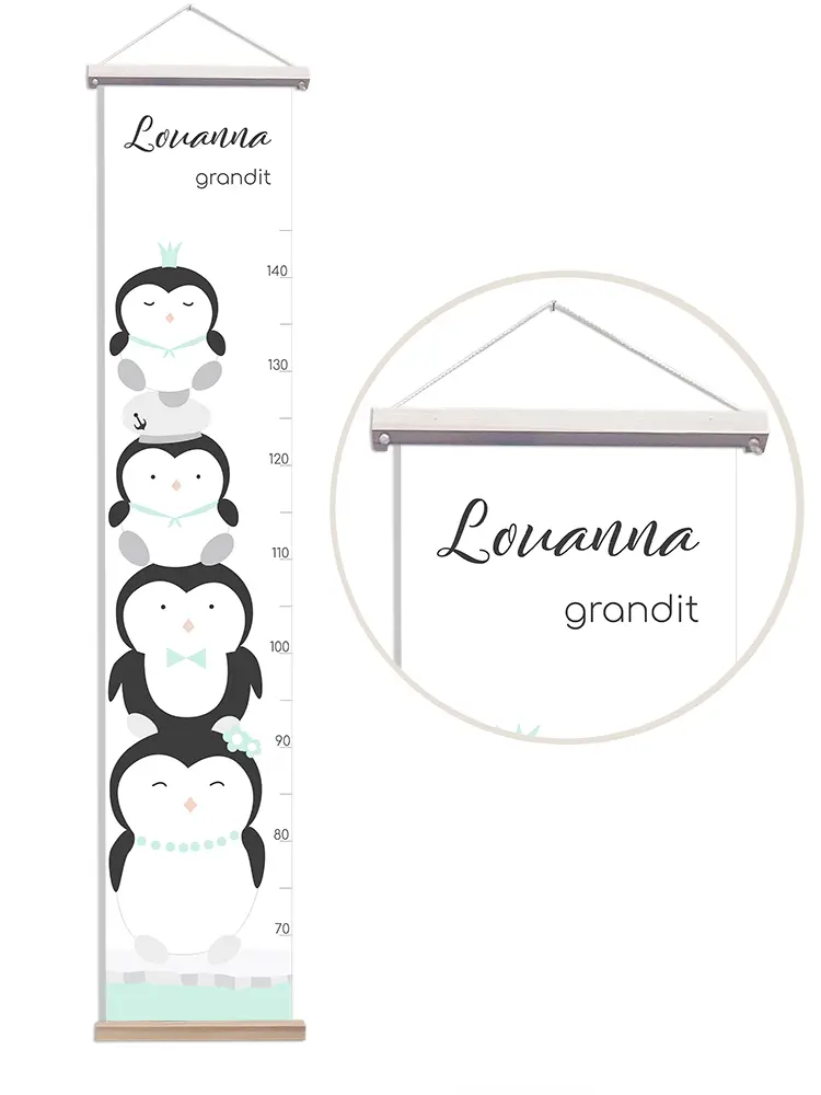 Toise bébé personnalisée pingouins sur la banquise - Boutique Bébé DIAYTAR en Ligne : Soins, Jouets et Articles Maison
