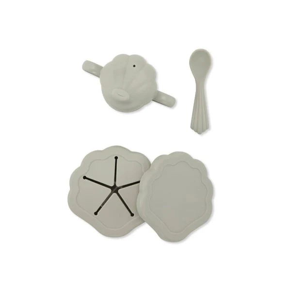 Konges Slojd - H55 Ensemble Dîner Coquillage en Silicone - Light Blue||Konges Slojd - Silicone Clam Set - Light Blue - Boutique Bébé en Ligne : Soins, Jouets et Articles Maison