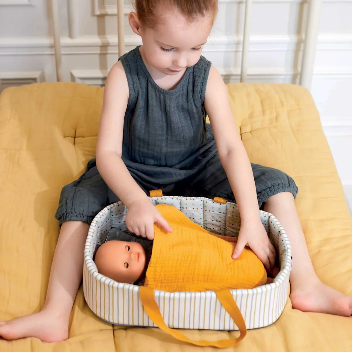 COUFFIN LIGNES BLEUES "POMEA" - Boutique Maman & Bébé – Vente Produits Essentiels au Quotidien