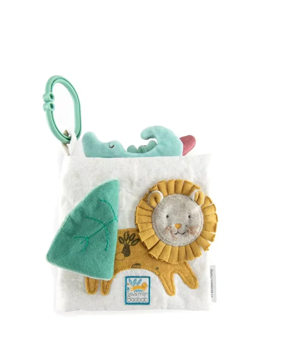 Livre tissu d'activités - Sous mon Baobab - Moulin Roty - Boutique Maman & Bébé – Produits Essentiels Idée au Quotidien