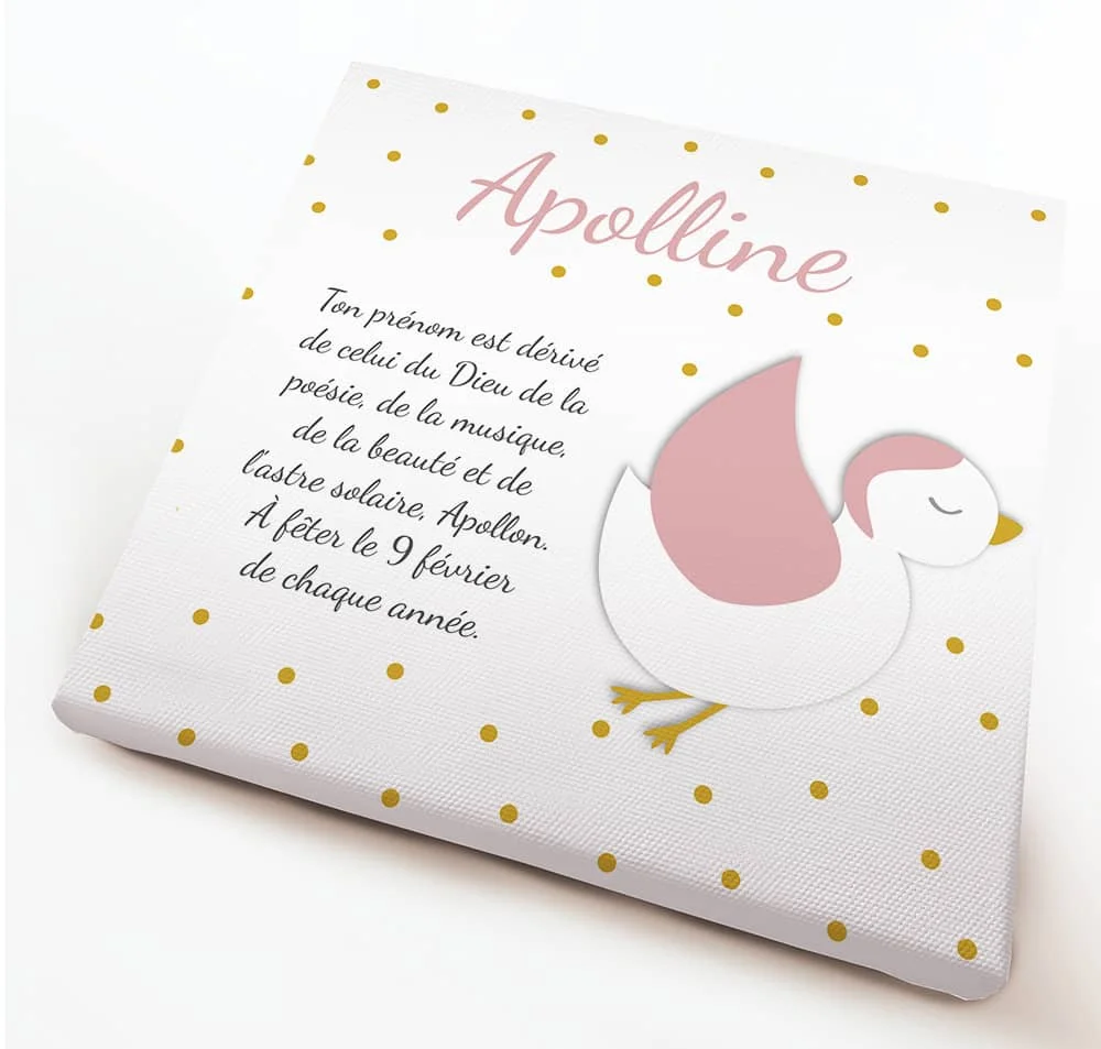 Origine du prénom sur toile design avec oiseau rose poudré et pois doré - Boutique Bébé en Ligne : Soins, Jouets et Articles Maison Enfile aiguilles oiseau vert MT