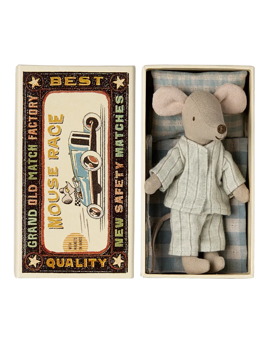 Grand frère souris boîte allumette Pyjamas ligné menthe Maileg Boutique Maman Bébé Produits Essentiels Quotidien