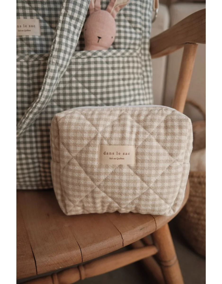Pochette MAMA - Vichy beige - Ernestine Dans le sac - Boutique Maman & Bébé – Produits Essentiels au Quotidien