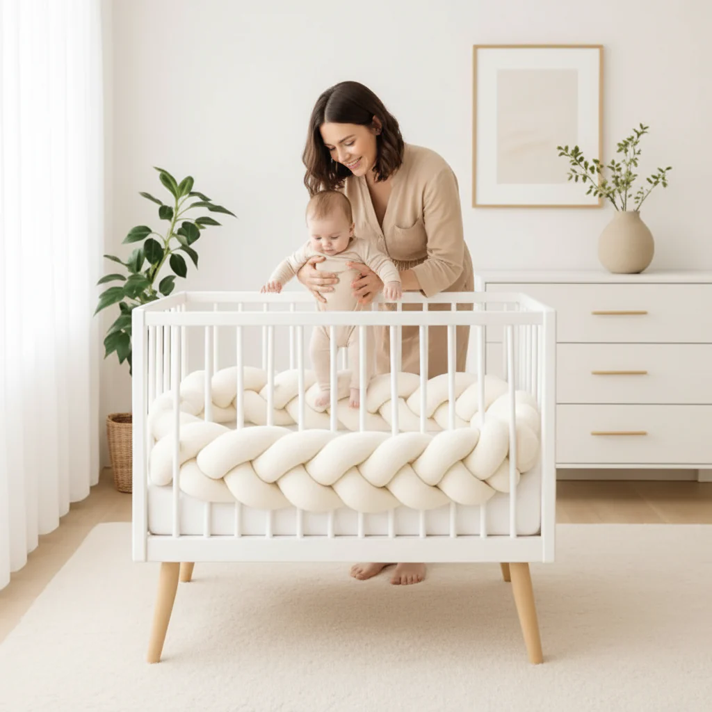 Tour de lit tresse - ECRU - Boutique Maman & Bébé – Produits Essentiels au Quotidien - zoombebe tour lit tresse ecru amp bébé produit