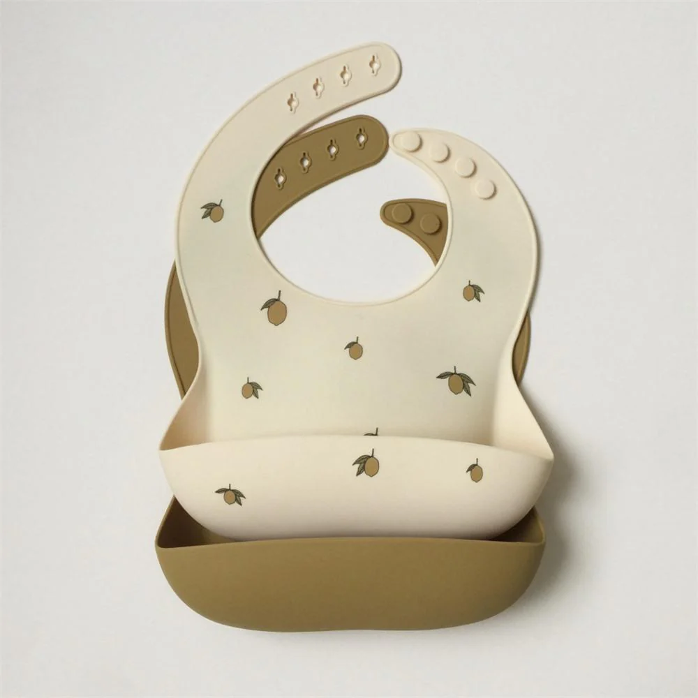 Konges Slojd Ensemble Bavoirs Silicone Citron Amande||Konges Slojd Baby Bib Silicone Lemon Boutique Bébé Ligne Soins Jouets Articles Maison
