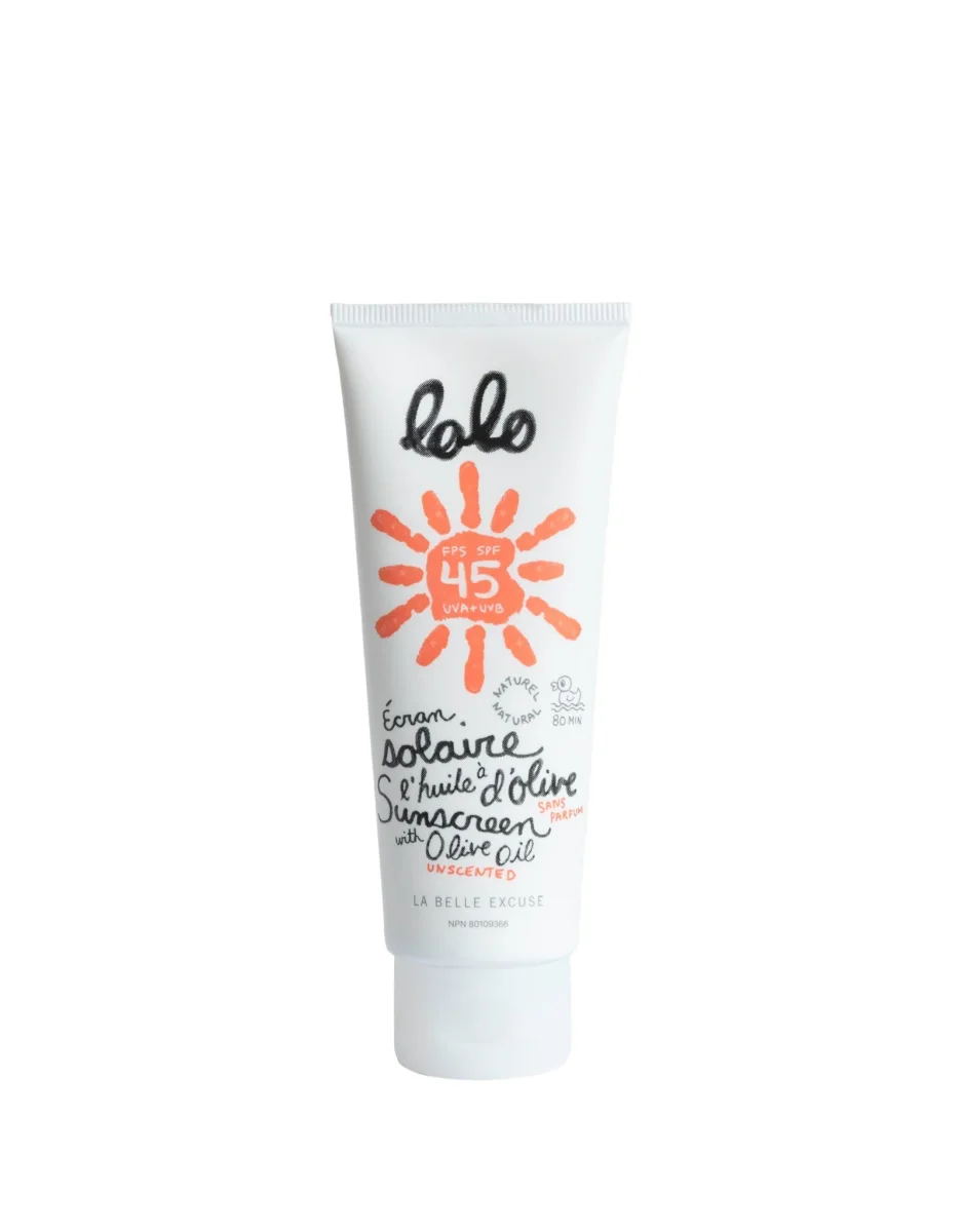 Écran solaire non-parfumé à l'huile d'olive - 75g - Lolo et moi - Boutique Maman & Bébé – Produits Essentiels au Quotidien - {'count': 2, 'name': 'repas'}