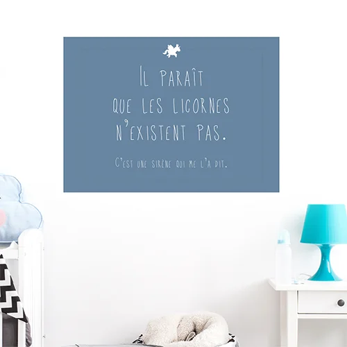 Sticker citation enfant “il parait que les licornes…” bleu - Saldi Straordinari – Offerte Speciali Disponibili Adesso Sticker Citation Deco Enfant