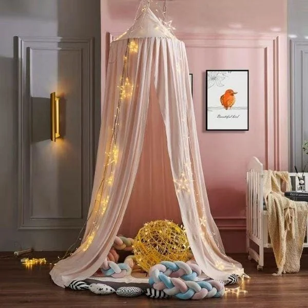 Ciel de lit rose - Boutique Maman & Bébé – Produits Essentiels au Quotidien Ciel de Lit Royal Rose – Berceau des Rêves