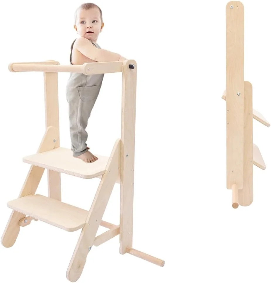 Tour d’observation Montessori MAMOI® pour enfant : Noir chaise pliable pour apprentissage - Vins Rouges Harmonieux pour Chaque Occasion