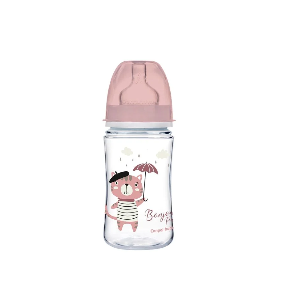 CANPOL BABIES Biberon Anti Colique Col Large 240ML – Rose – Maman 35/232 - Saldi Straordinari – Offerte Speciali Disponibili Adesso