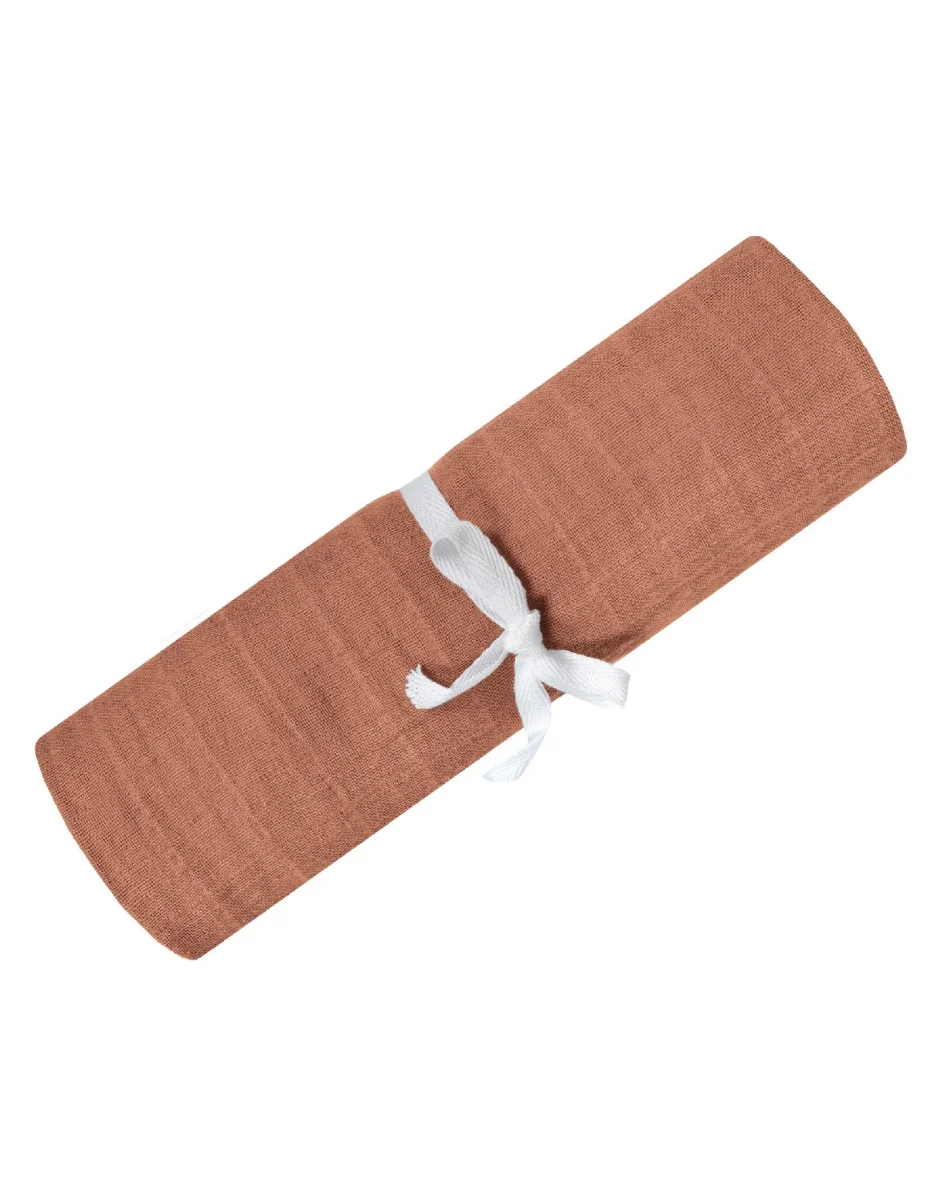 Couverture mousseline de coton - Uni cannelle - Perlimpinpin - Boutique Maman unie & Bébé – Produits Essentiels au Quotidien