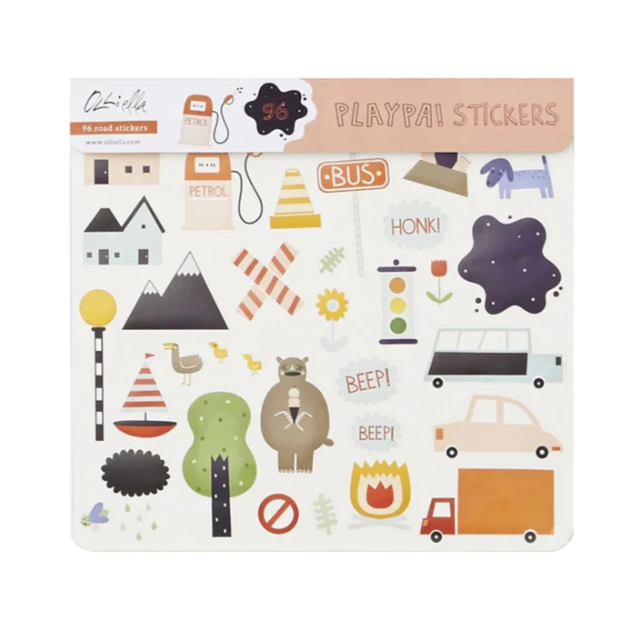 Olli Ella - Autocollants Playpa - La Route||Olli Ella - Playpa Stickers - Road - Boutique Bébé en Ligne : Soins, Jouets et Articles Maison Circuit de route flexible Waytoplay, coffret King of Road 40 pcs