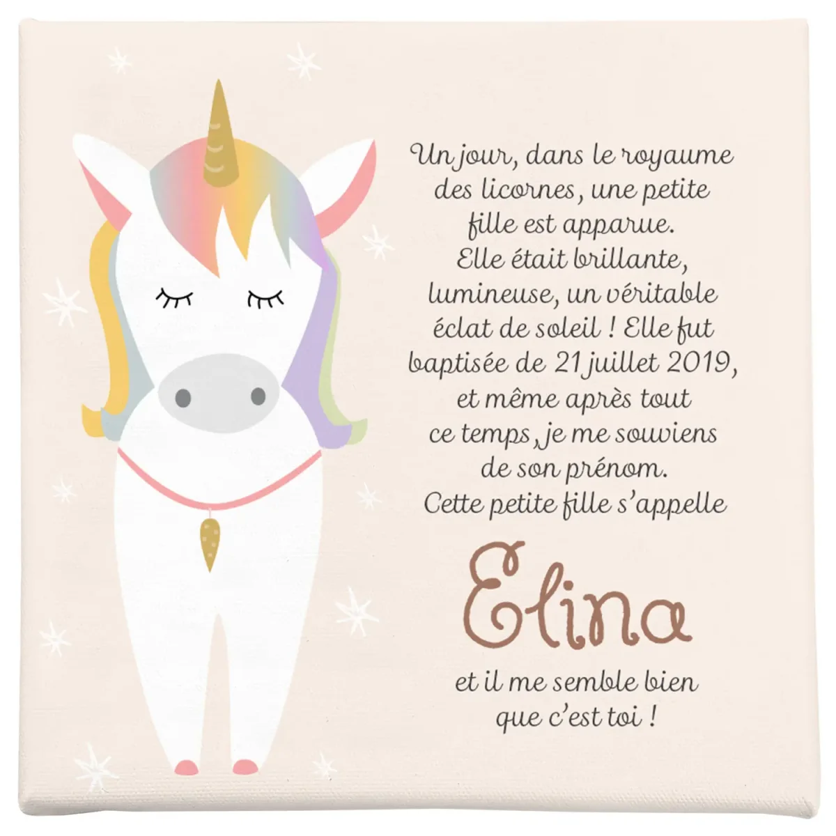 Toile prénom personnalisée licorne – Déco chambre fille - Boutique Bébé en Ligne : Soins, Jouets et Articles Maison Sticker mural chambre de bébé princesse et licorne Sticker mural fille sur  la lune, décoration murale conte de fées, chambre de bébé, oeuvre d'art  floral rose pour enfants
