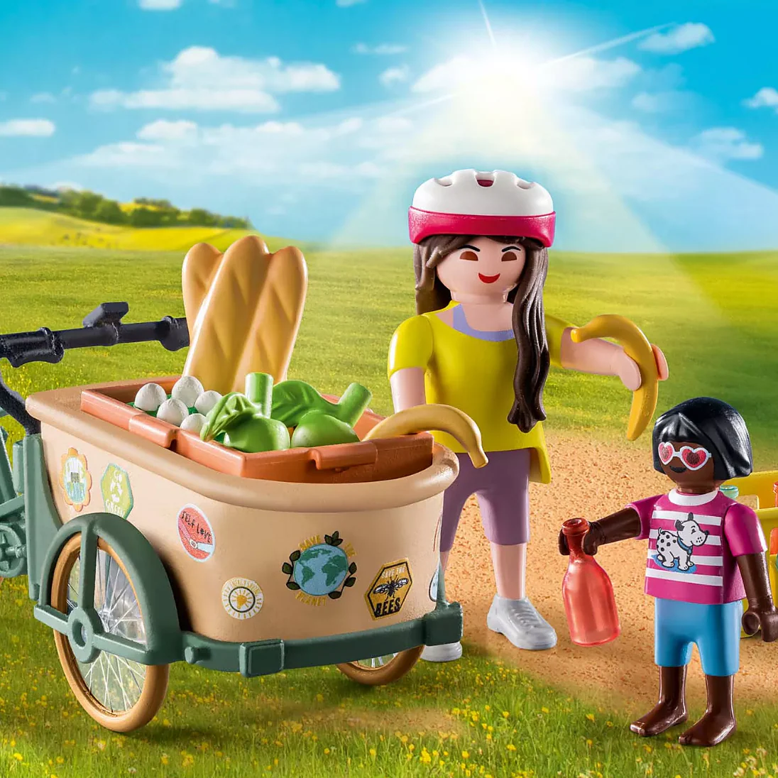 CYCLISTE AVEC VÉLO REMORQUE AVANT "COUNTRY" - Boutique Maman & Bébé – Produits Essentiels au Quotidien - {'count': 1, 'name': 'Carrefour'}