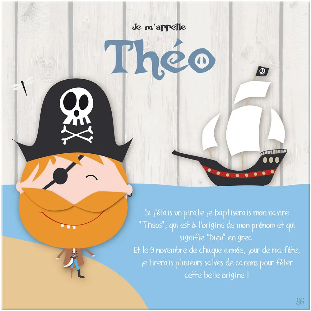 Toile prénom pirates Boutique Bébé Ligne Soins Jouets Articles Maison