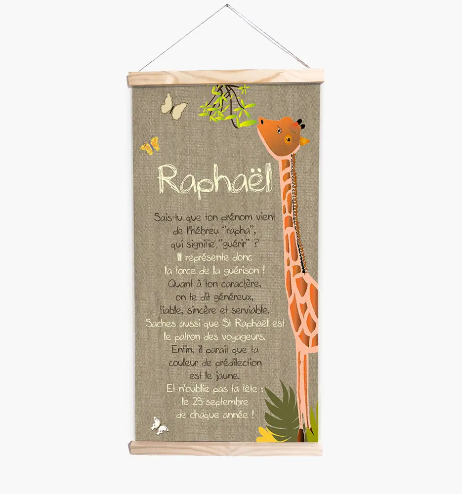 Kakémono jungle tissu et bois autour du prénom - TANZANIE Boutique Bébé en Ligne : Soins, Jouets et Articles Maison