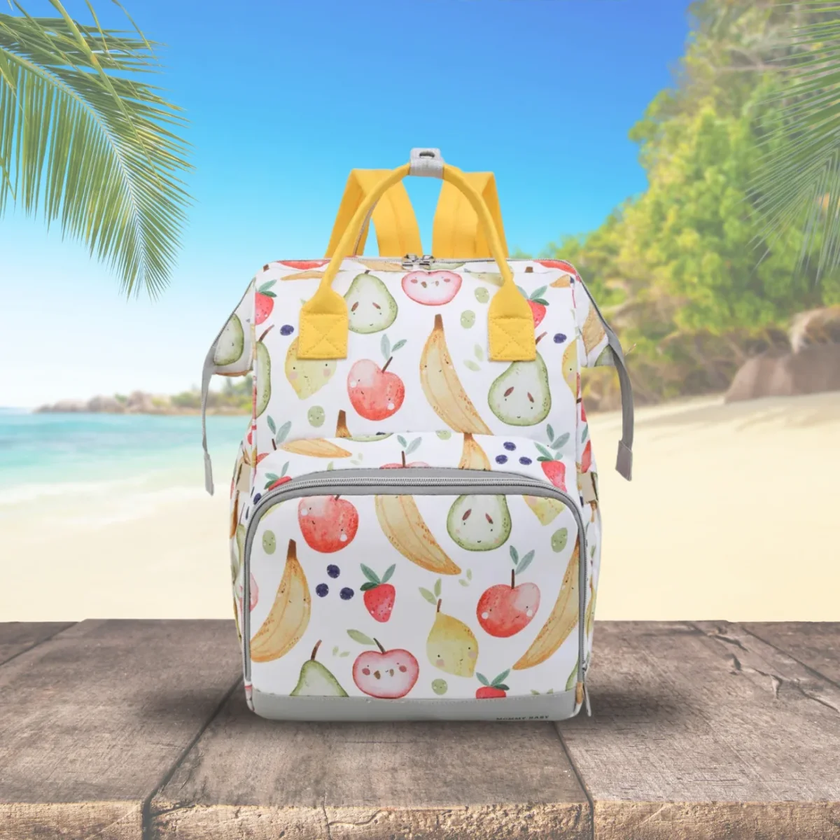 Sac à dos à langer | jardin fruite - Boutique Bébé en Ligne : Soins, Jouets et Articles Maison - {'count': 1, 'name': 'motif'}