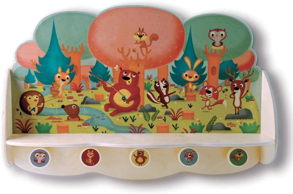 Porte-manteau mural montessori étagère animaux forêt Vins Rouges Harmonieux Occasion