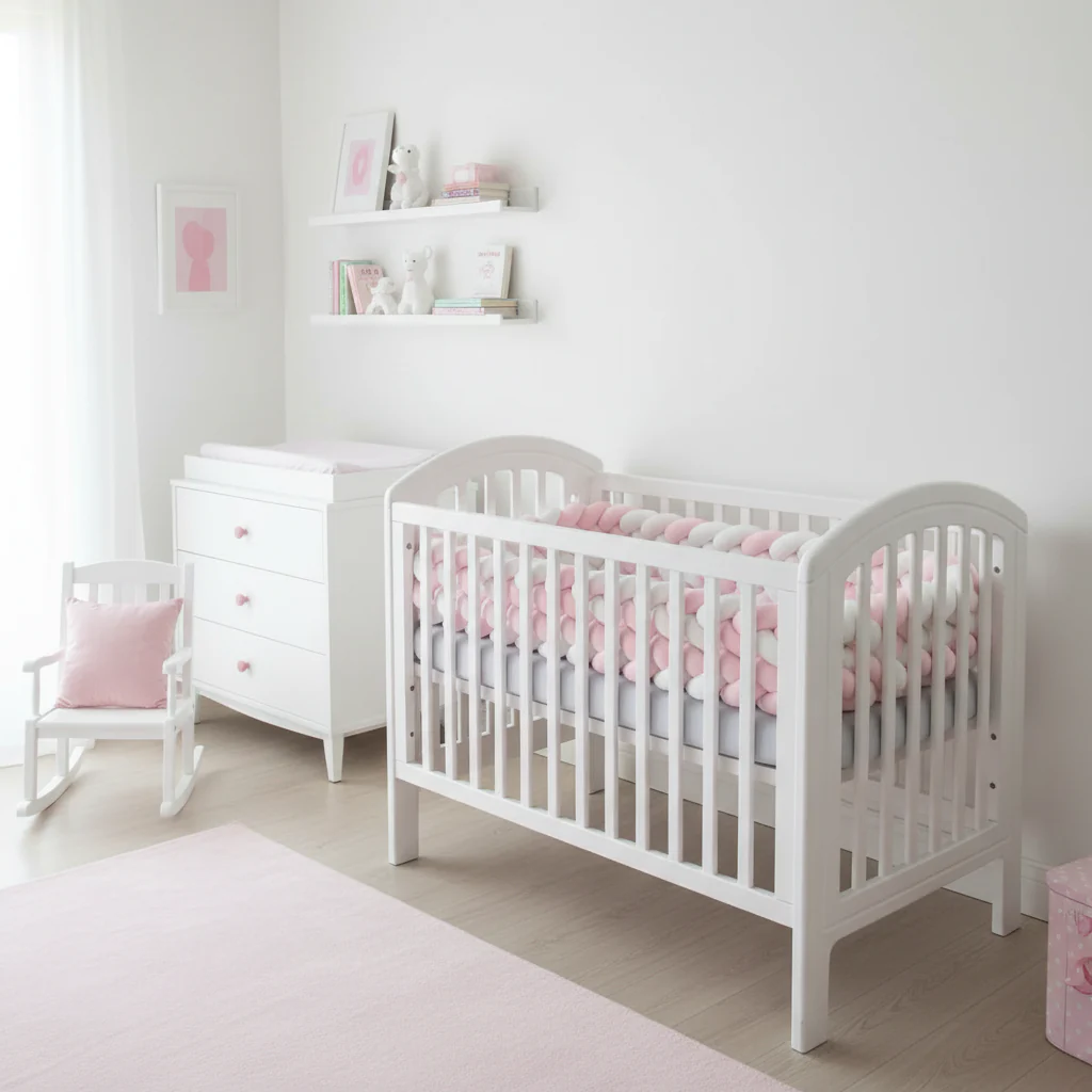 Tresse de lit 3m | Rose Blanc - Boutique Maman & Bébé – Produits Essentiels au Quotidien TRESSE DE LIT BEBE - BEIGE – Baby et Mum
