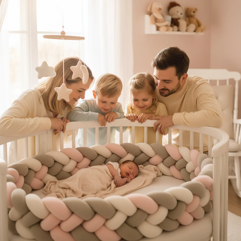 Tour de Lit Tressé Rose Blanc Gris 2m | Protection Bébé - Boutique Maman & Bébé – Produits Essentiels au Quotidien Coffret Schtroumpfs Bébé Anti-Pique | Répulsif Moustiques + Apaisant –  Puressentiel France