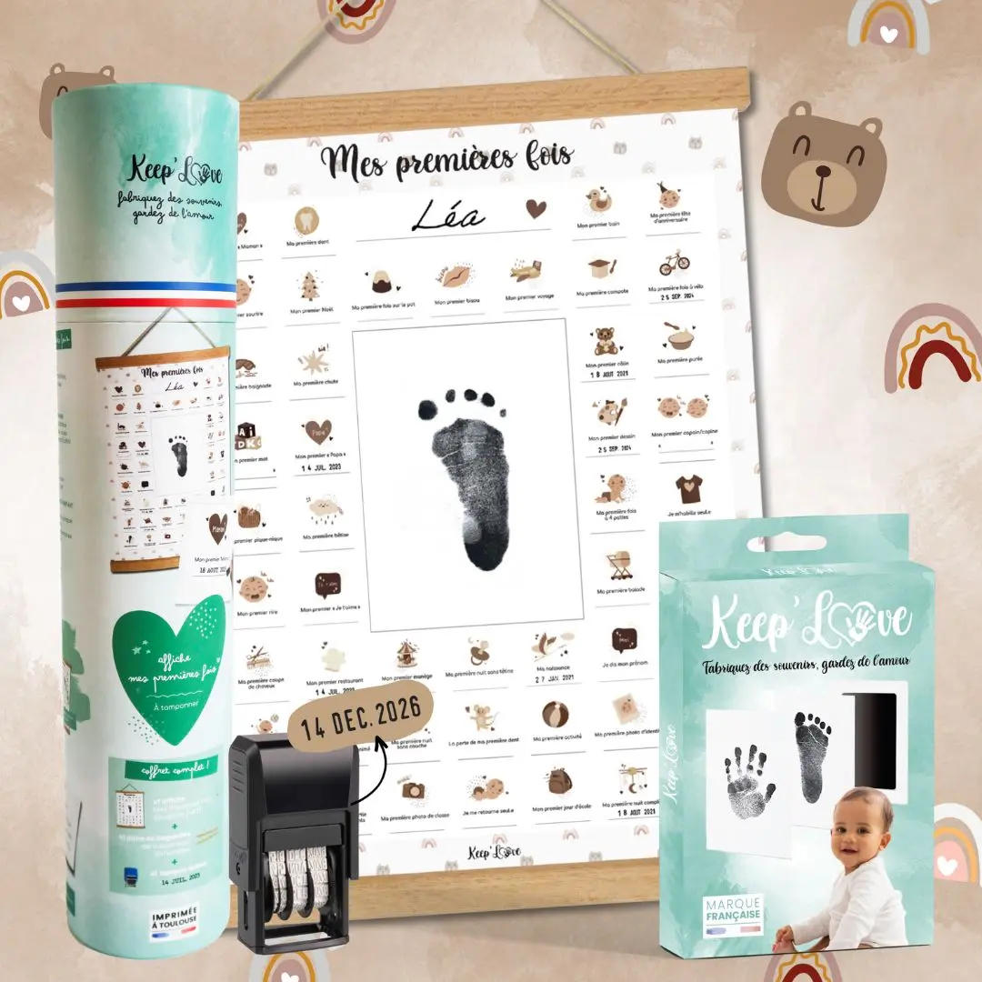 Coffret “Mes Premières Fois” bébé – Affiche, Empreintes, Tampon & Baguettes - Boutique Bébé en Ligne : Soins, Jouets et Articles Maison - {'count': 1, 'name': 'Bambam'}
