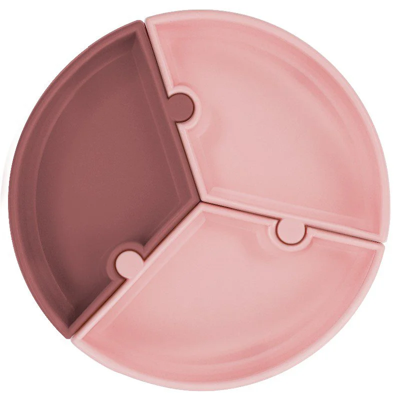 MINIKOIOI ASSIETTE PUZZLE VENTOUSE SILICONE ROSE REF ​Boulangerie Pâtisserie Pain Levain Viennoiseries