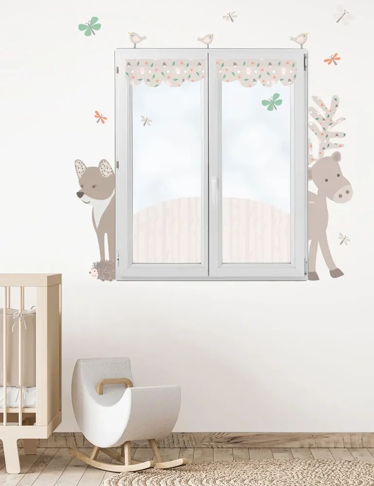 Habillage fenêtre 2 vantaux animaux de la forêt Vitrophanie - Boutique Bébé en Ligne : Soins, Jouets et Articles Maison