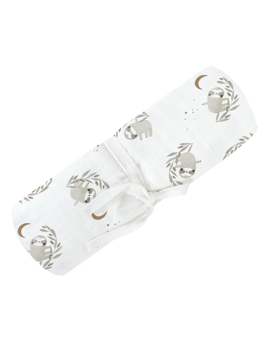 Couverture mousseline coton Paresseux Perlimpinpin Boutique Maman Bébé Produits Essentiels Quotidien
